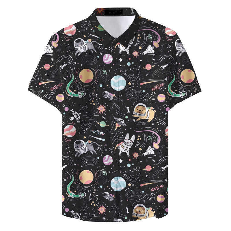 3D Printed Men's Short Sleeve Shirt - Starry Series