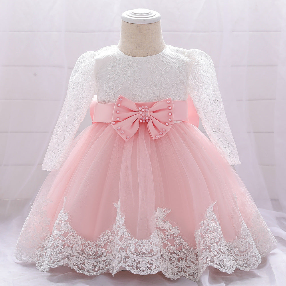 Lace Stitching Long-Sleeved Washing Gown