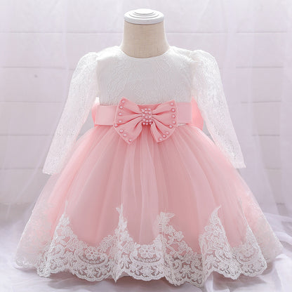 Lace Stitching Long-Sleeved Washing Gown