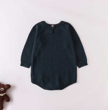 Long Sleeve Knitted Bodysuit for Baby Girls in Autumn