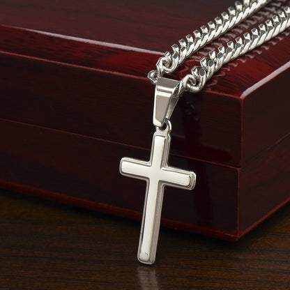 "For My Man" Cross Pendant, Cuban Link Jewelry