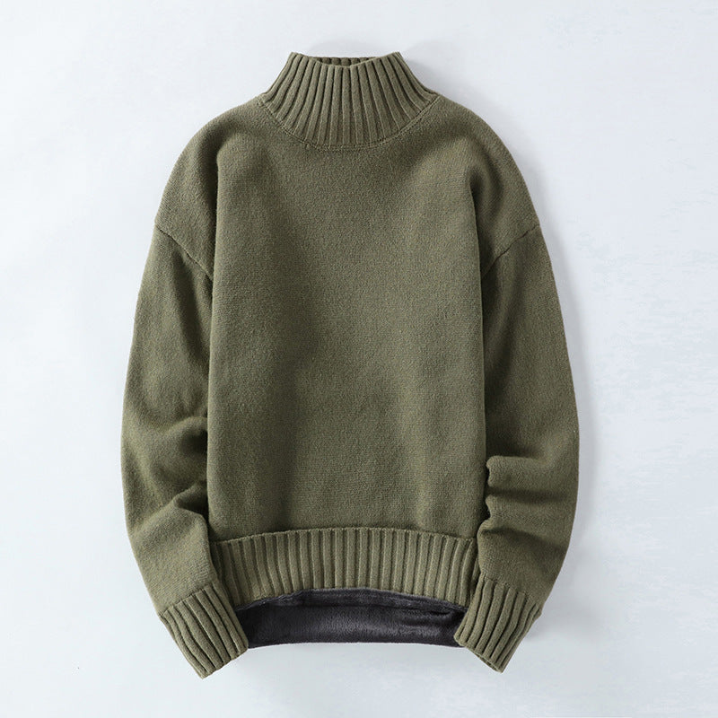 Men's High Neck Plus Fleece Padded Sweater