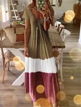 Trendy Gradient V-Neck Short Sleeve Dress