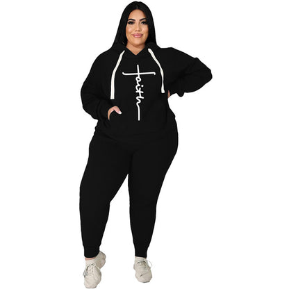 Trendy Plus Size Women's 2-Piece Tracksuit Set