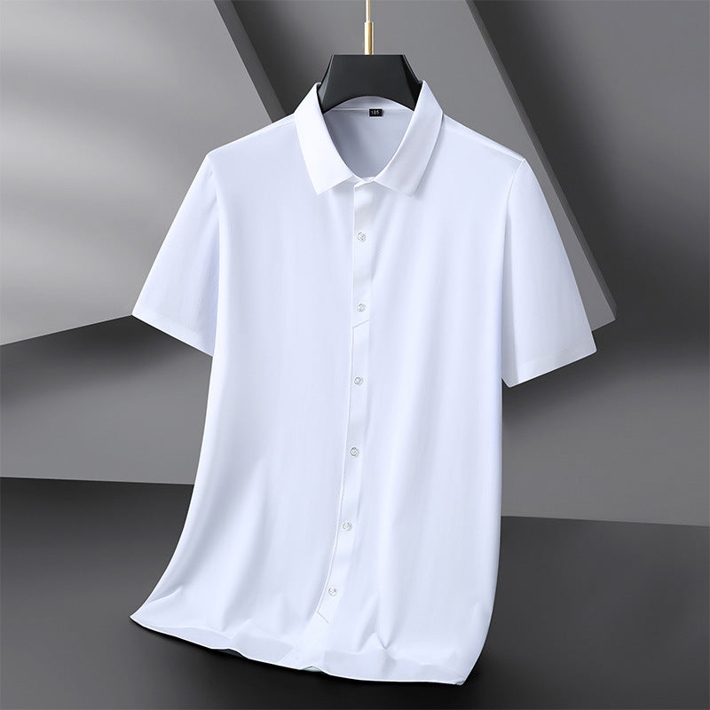 Plus Size Men's Short Sleeve Shirt in Ice Silk Fabric