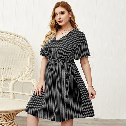 Plus Size Designer Dress with Stripes