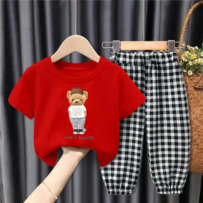 Children's Loose Plaid Two-Piece Suit