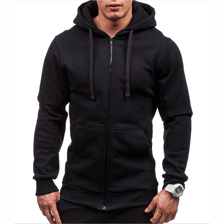 Men's Casual Solid Color Hooded Sweater Cardigan