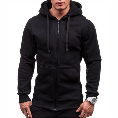 Men's Casual Solid Color Hooded Sweater Cardigan
