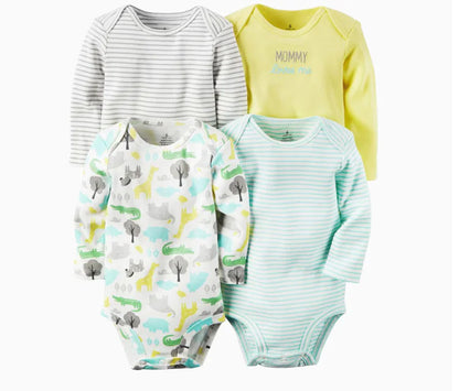 4-Piece Long Sleeve Baby Bodysuit Set for Spring/Fall