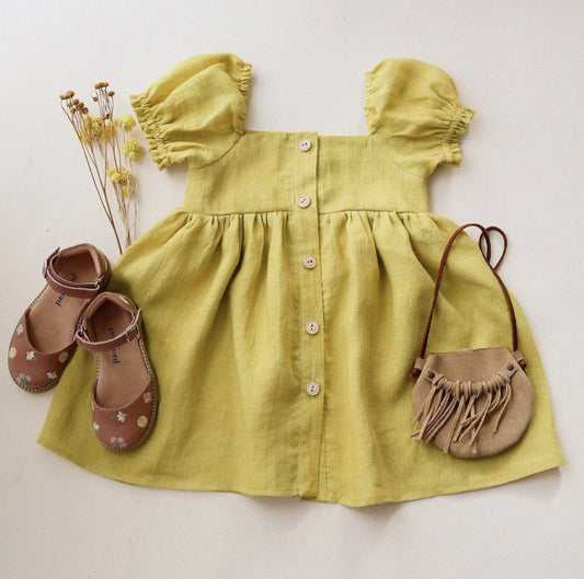 Princess Dress with Puff Sleeves and Square Neckline