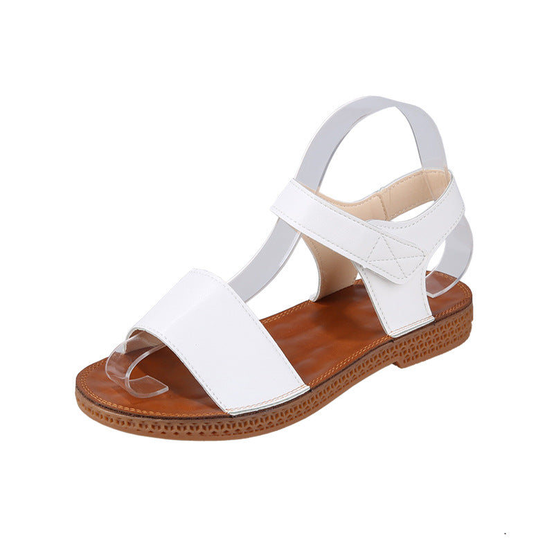 Fish Mouth Velcro Flat Sandals for Stylish Comfort