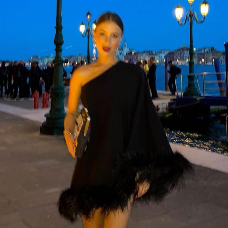 Sexy One-Shoulder Cape Dress for Parties
