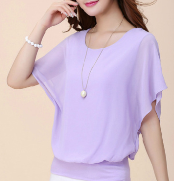 Plus Size Batwing Sleeve Chiffon Blouse for Women
