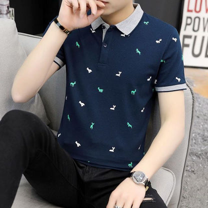 Men's Printed Polo Shirts - Oversized Casual Tee