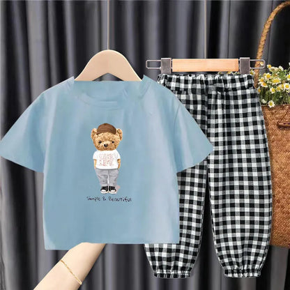 Children's Loose Plaid Two-Piece Suit
