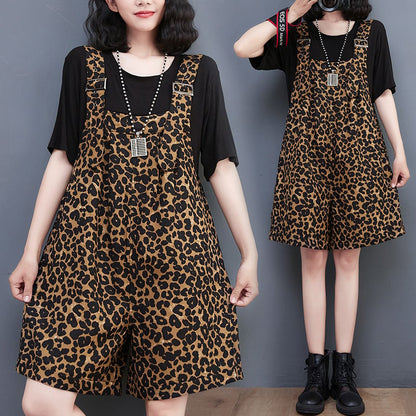 Plus Size Women's Leopard Print Overalls