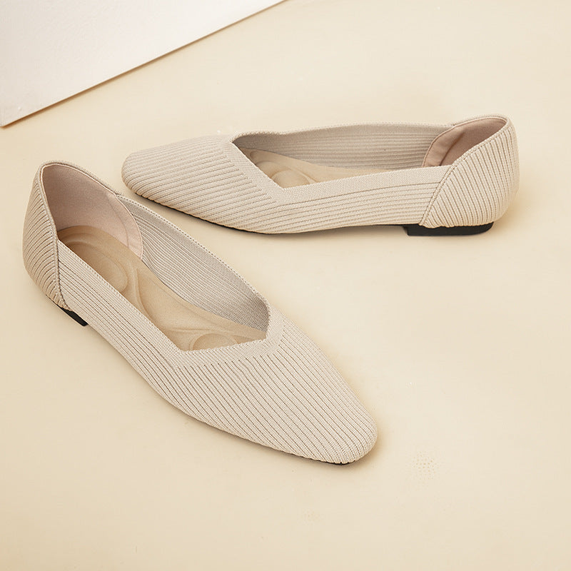 Knitted Flat Shoes with Soft Sole for Women