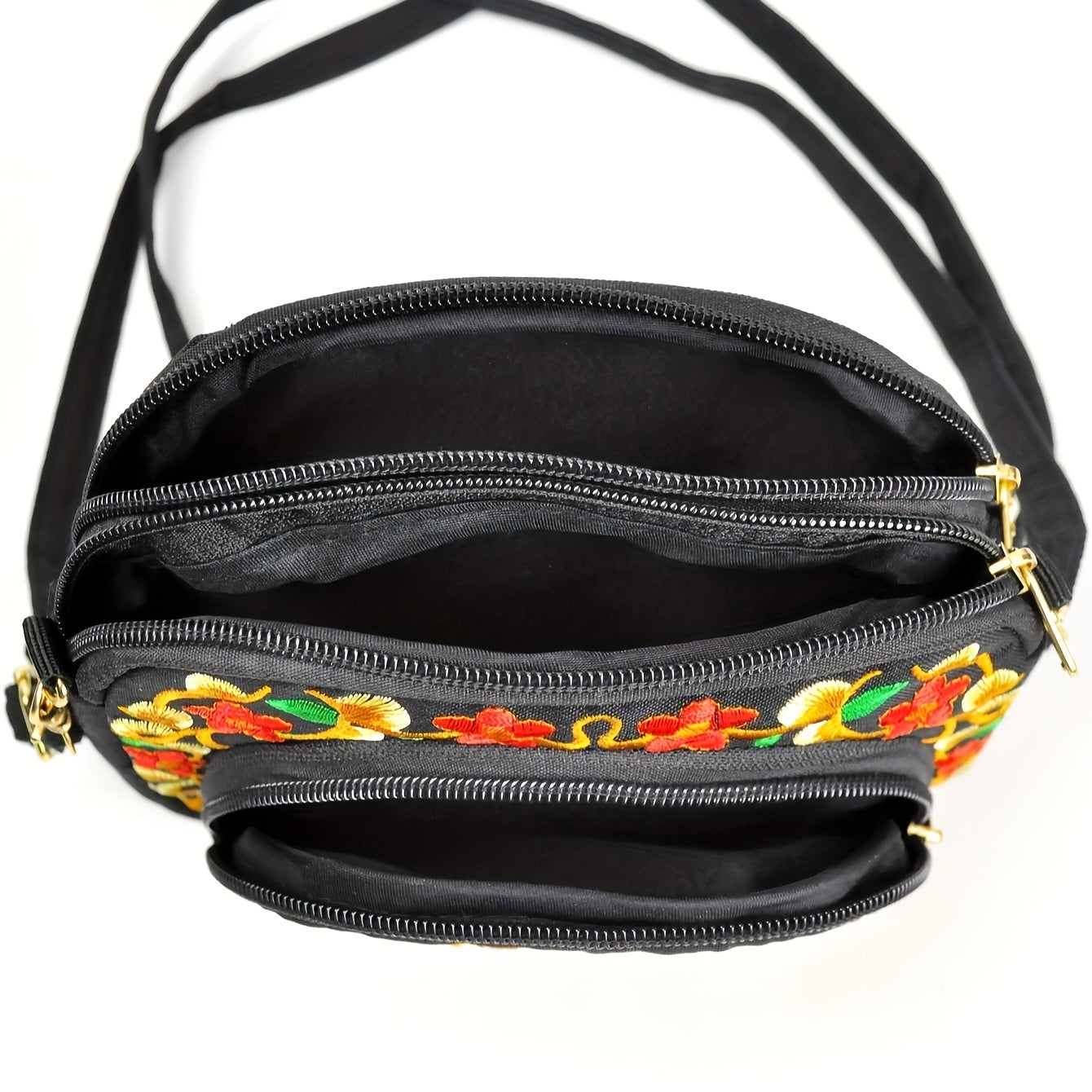 Vibrant Floral Embroidered Crossbody Bag for Women