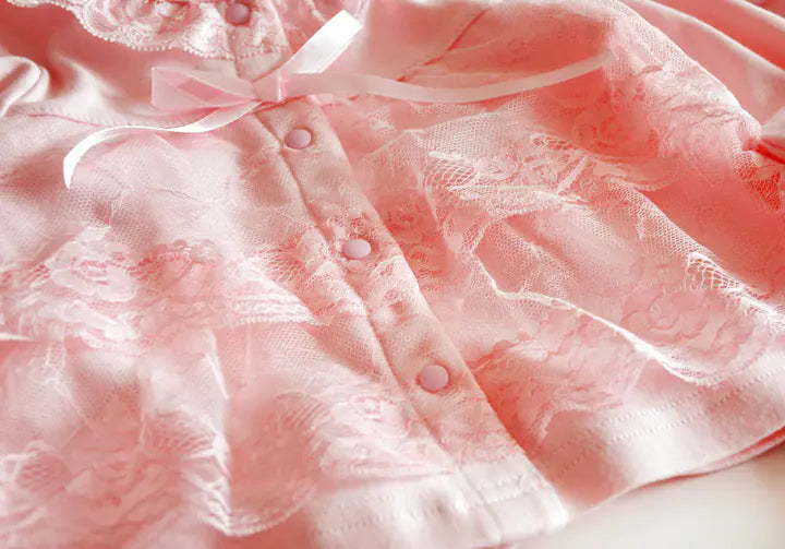 Cotton Baby Clothing Set for Girls - Pink Lace (3 Pieces)