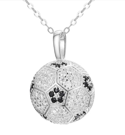 S925 Silver Moissanite Football Pendant Necklace