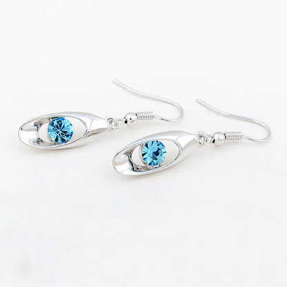 Snake-Shaped Oval Earrings and Necklace Set with Crystals