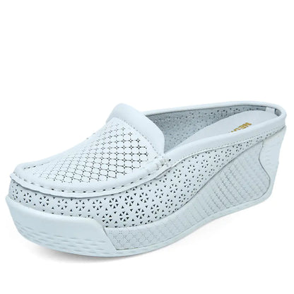 Waterproof Leather Wedge Sandals and Slippers