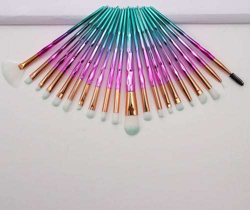 20-Piece Eye Brush Set with Colorful Diamond Handles