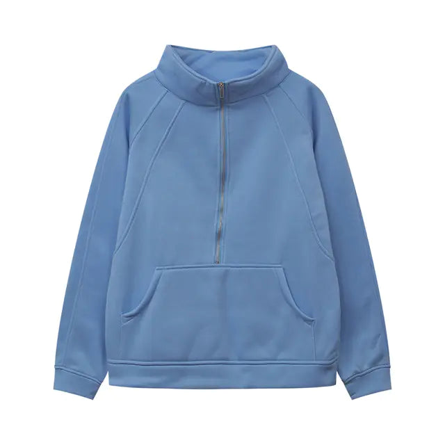 2023 Autumn/Winter Women's Plush Half Zipper Sweatshirt
