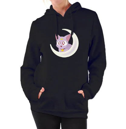 Women's Hooded Sweatshirt with Fleece Cat Design