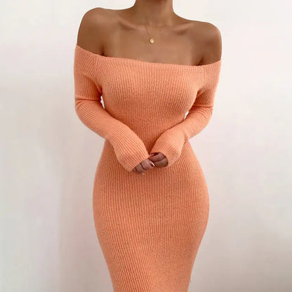 Off-Shoulder Long Sleeve Bodycon Dress for Women