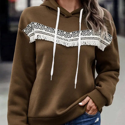 Hooded Lace Casual Sweatshirt for Women