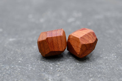 Geometric Wood Stud Earrings – Sterling Posts, ½″ faceted