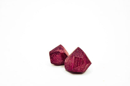 Geometric Wood Stud Earrings – Sterling Posts, ½″ faceted