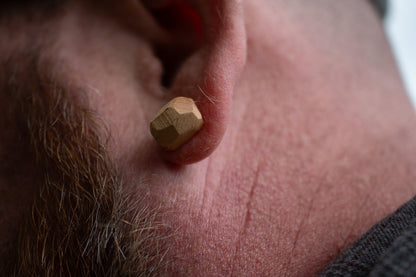 Geometric Wood Stud Earrings – Sterling Posts, ½″ faceted