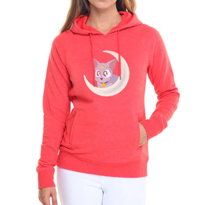 Women's Hooded Sweatshirt with Fleece Cat Design