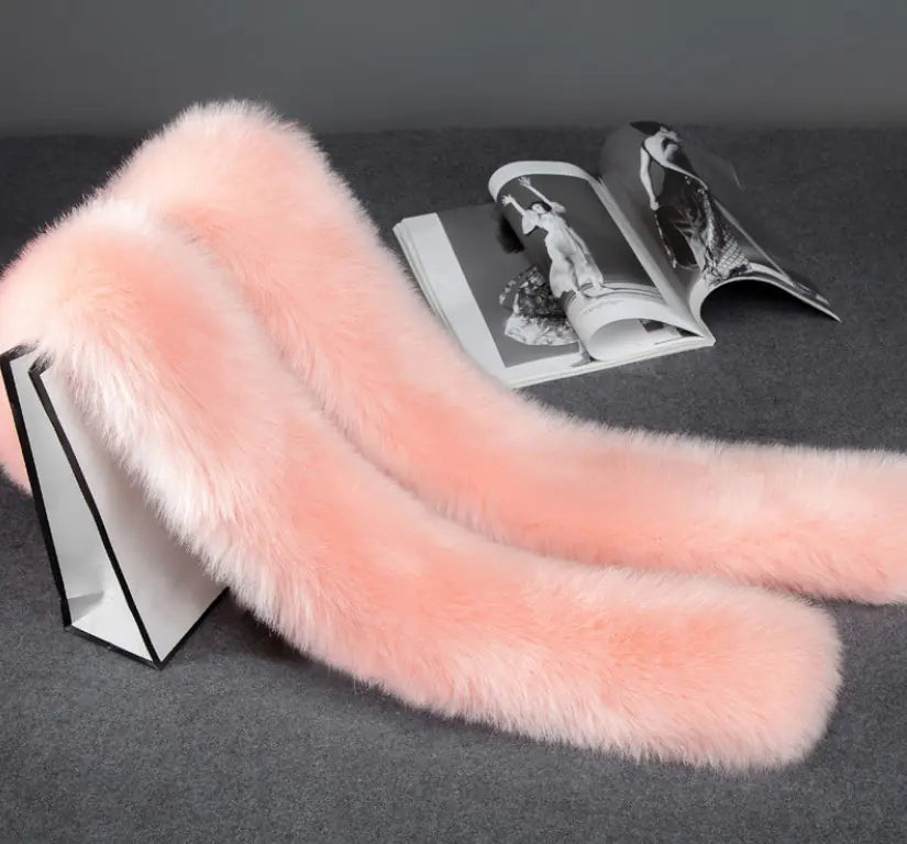 Faux Fur Long Scarf, Warm Fur Collar and Shawl