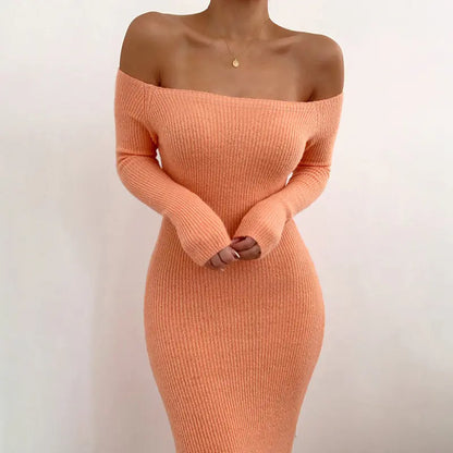 Off-Shoulder Long Sleeve Bodycon Dress for Women