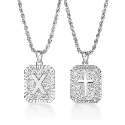 ASUWISH Silver Initial Necklaces for Men and Women