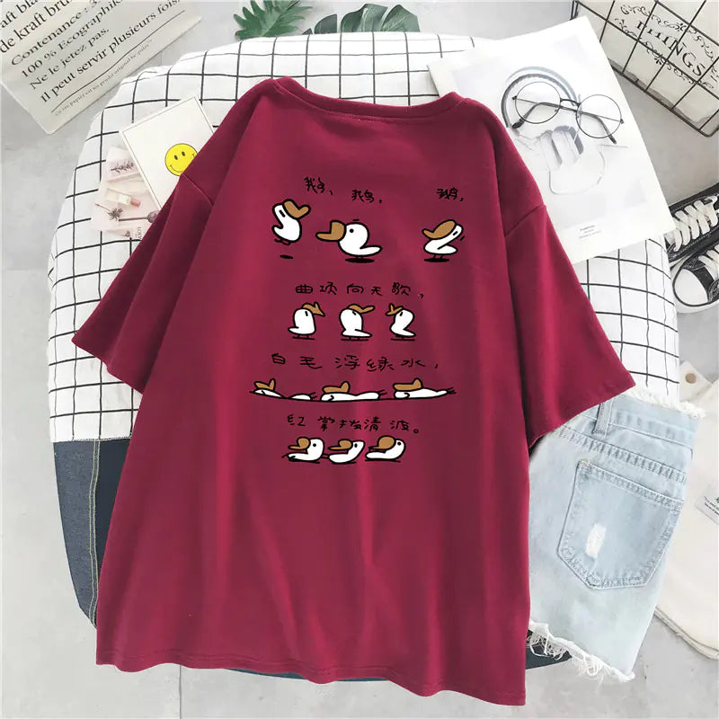 Plus Size Cotton T-Shirt for Women - Loose Fit Summer Top