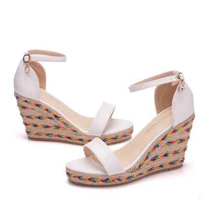 Straw Bohemian Wedge Platform Sandals