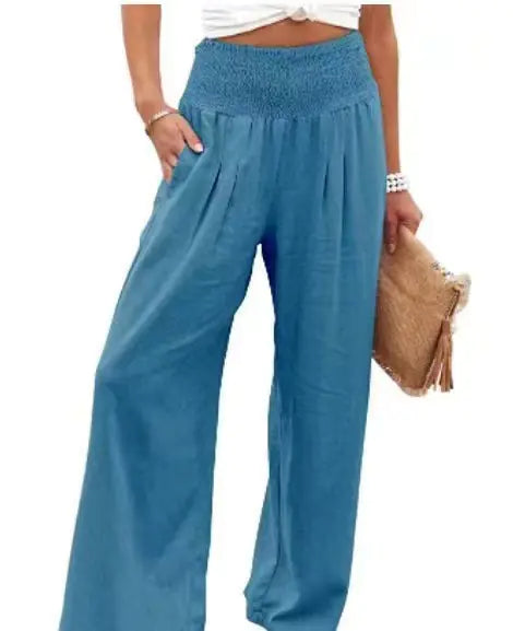 Plus Size Women's High Rise Wide Leg Pants with Pockets - Trendy Attic Store01