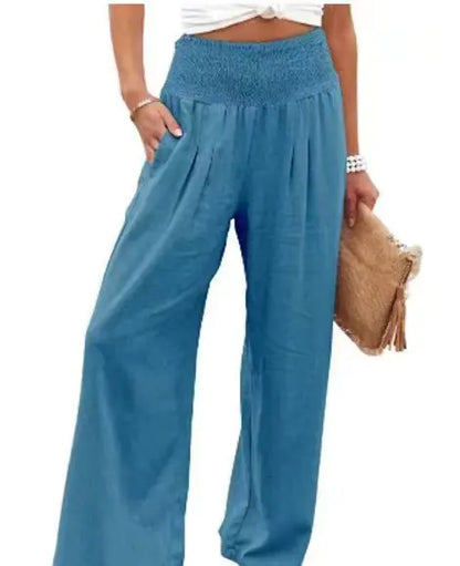 Plus Size Women's High Rise Wide Leg Pants with Pockets - Trendy Attic Store01