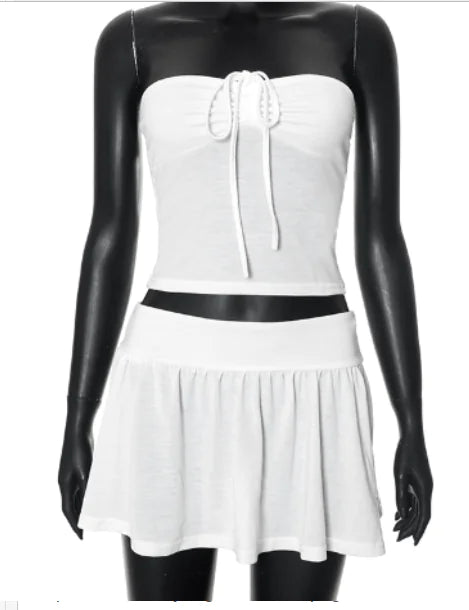 CUTENOVA Summer Girl Halter Crop Top and Skirt Set