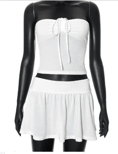 CUTENOVA Summer Girl Halter Crop Top and Skirt Set
