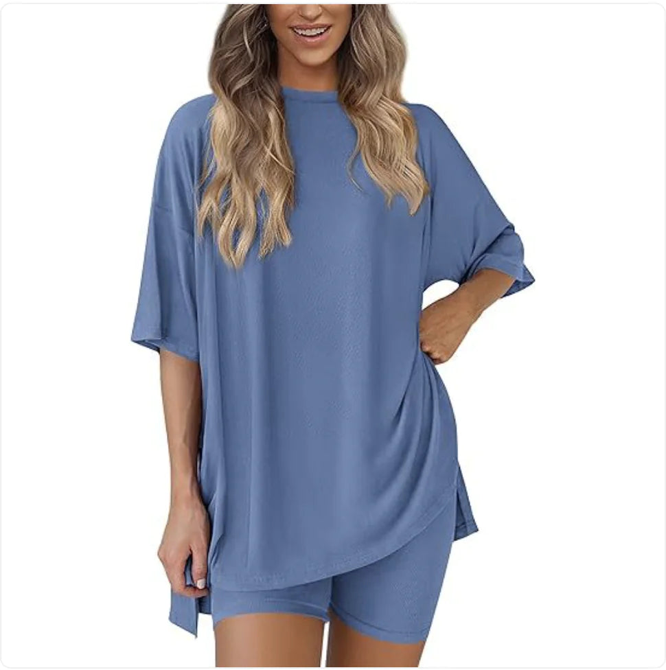 Casual Solid Color Two-Piece Outfit