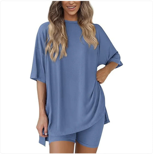 Casual Solid Color Two-Piece Outfit