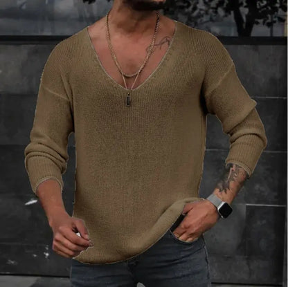 Men's Long Sleeve V-Neck Independent Sweater