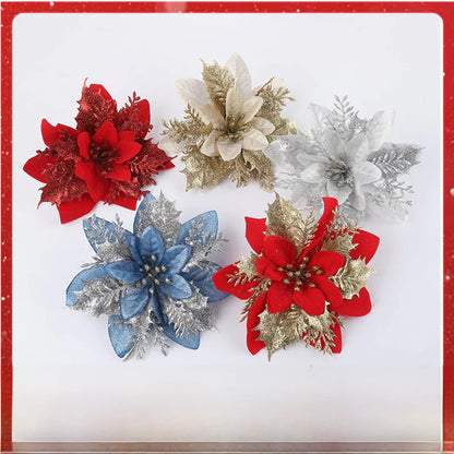 15CM Christmas Gold Glitter Hollow 3D Flower DIY Decor