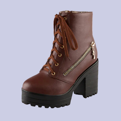 Women's Vintage Martin Ankle Boots with Chunky Heels